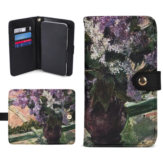 Lilacs in a Window by Mary Cassatt Black Phone Flip Case PU Leather Cover for Most Mobile Phone Models