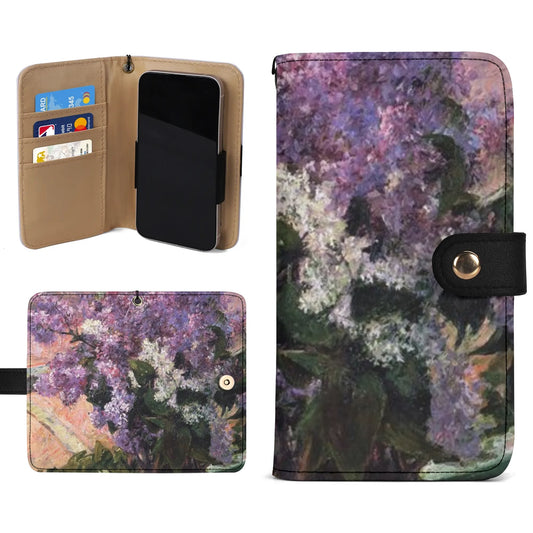 Lilacs in a Window by Mary Cassatt Brown Phone Flip Case PU Leather Cover for Most Mobile Phone Models