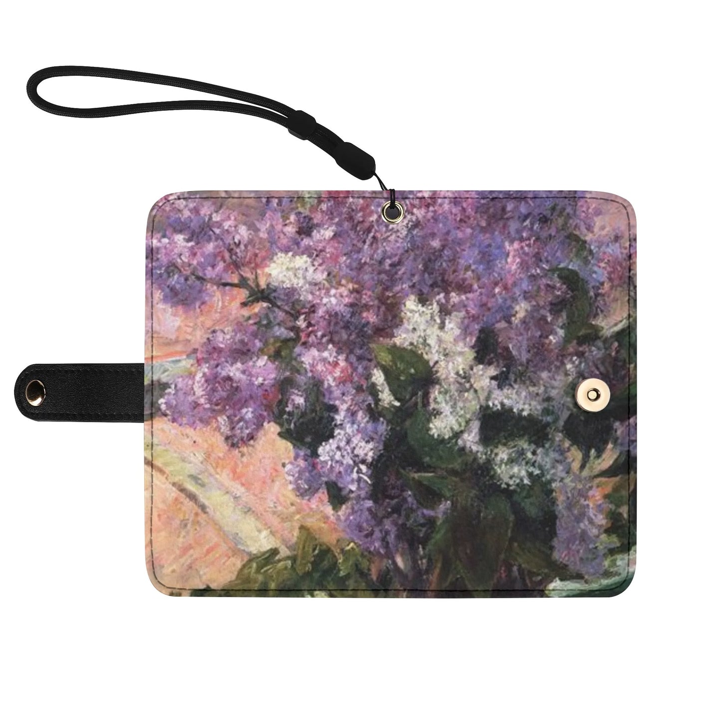 Lilacs in a Window by Mary Cassatt Brown Phone Flip Case PU Leather Cover for Most Mobile Phone Models