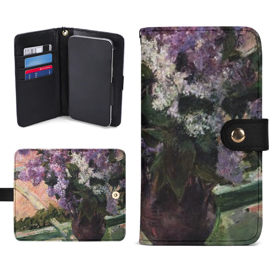 Lilacs in the Window by Mary Cassatt Black Phone Flip Case PU Leather Cover for Most Mobile Phone Models