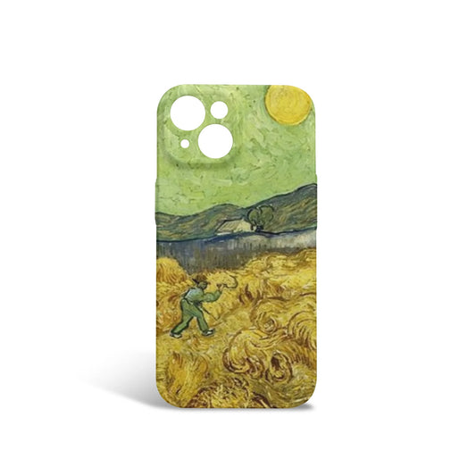 Wheat Field with Reaper and Sun by Vincent van Gogh iPhone 15 Phone Case