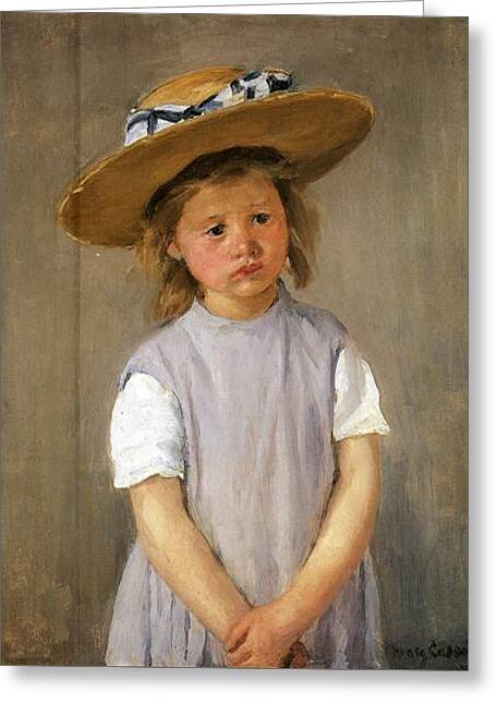 Child In A Straw Hat by Mary Cassatt - Greeting Card