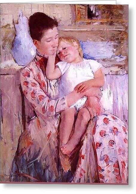 Emmie and Her Child by Mary Cassatt - Greeting Card