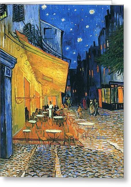 Cafe Terrace at Night by Vincent van Gogh - Greeting Card