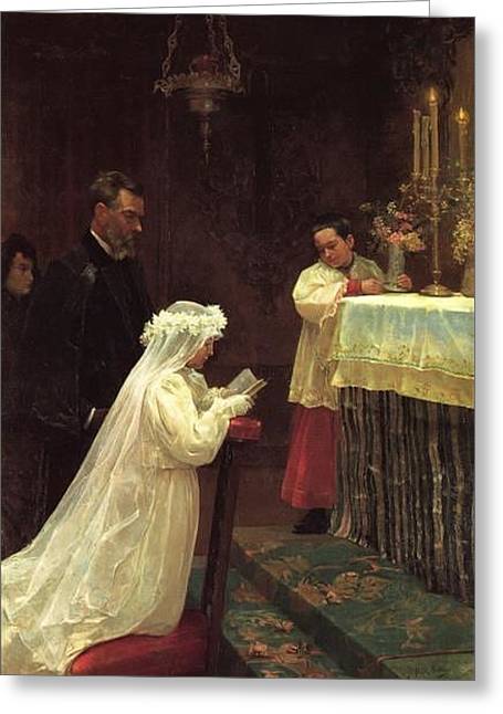 First Communion by Pablo Picasso - Greeting Card