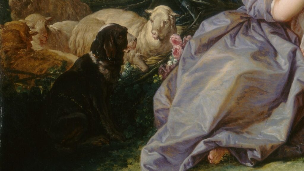 neglected sheep and dog Rococo style