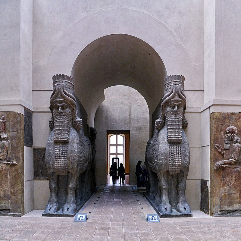 Lamassu statues in museum